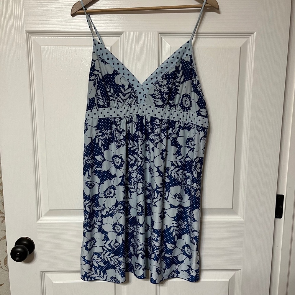 Secret Treasures Sleep Dress Nightie Floral Polka Dot‎ Blue Light L